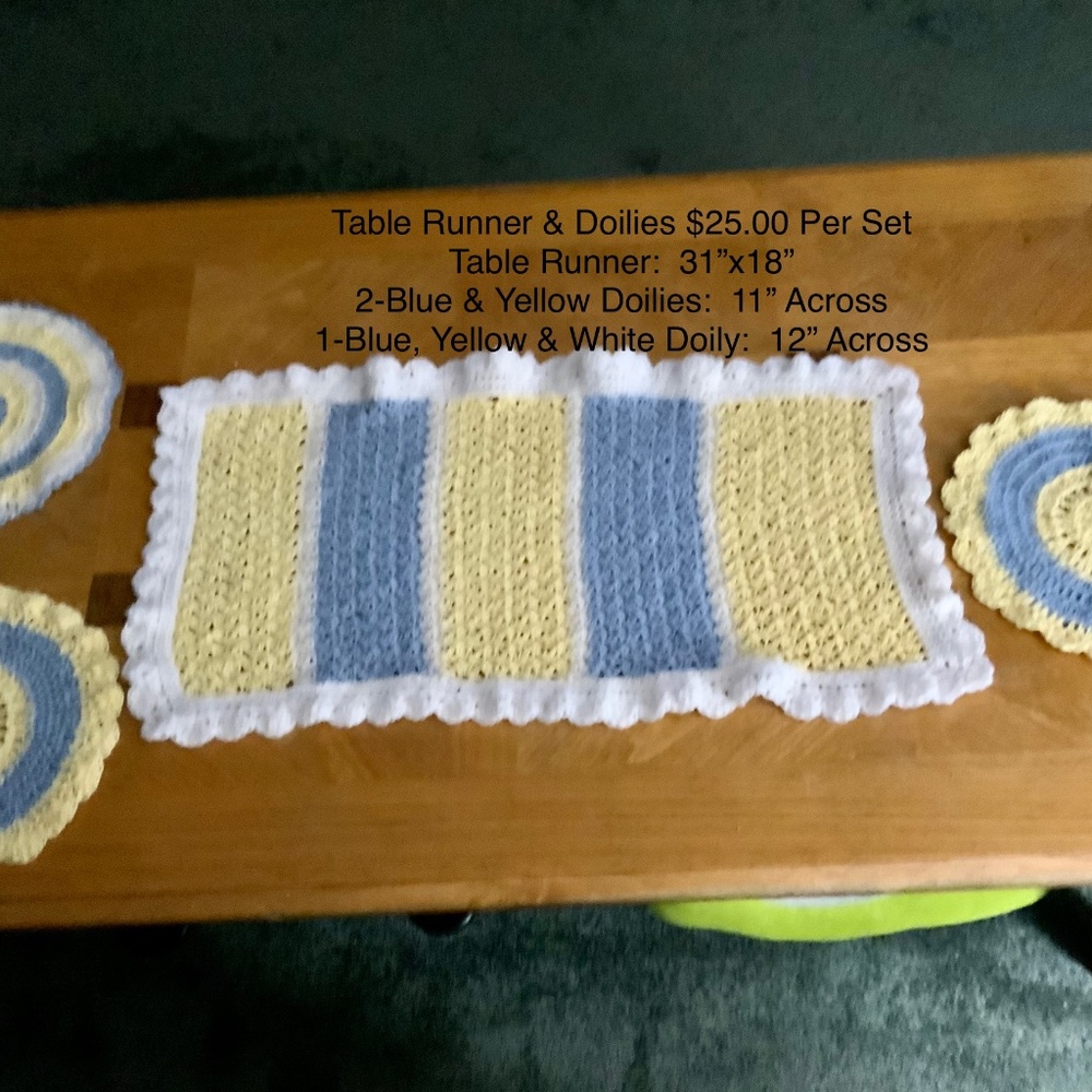 Beautiful Table Runner and Doilies